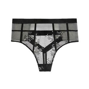 Victoria Secret Very Sexy High Waist Thong Black Silver Lace